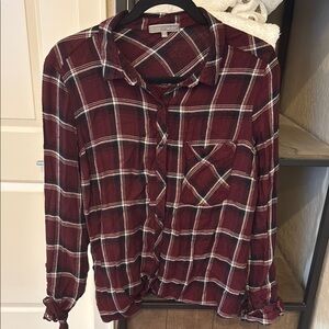 Red Plaid Button-Up Shirt